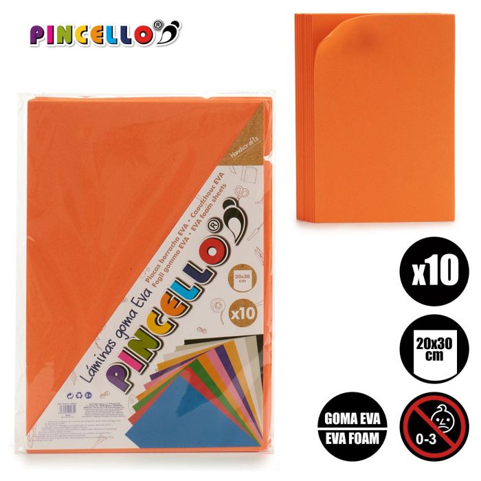 10 Láminas Goma Eva Naranja 20x30 cm - Pincello (24 Unidades) 3 10 Láminas Goma Eva Naranja 20x30 cm - Pincello (24 Unidades) 3