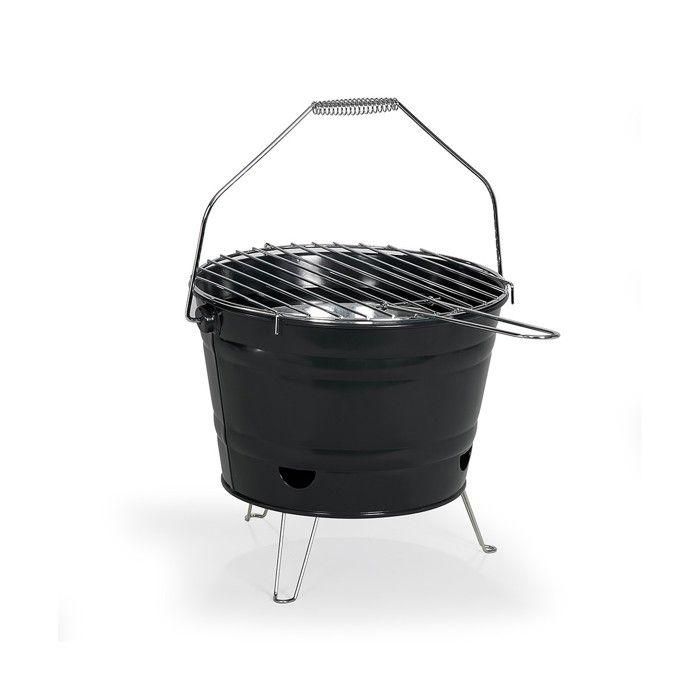 Livoo DOC327N Barbacoa de Carbón Portátil, Fabricada en Acero Inoxidable, con Superficie de Cocción Ø27 cm y 24 cm de Altura