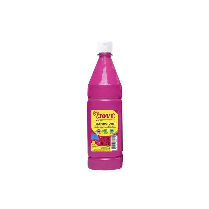 Jovi Témpera líquida escolar base agua 1000 ml magenta. Ideal papel, cartulina, madera, tela. Uso a partir de 3 años.