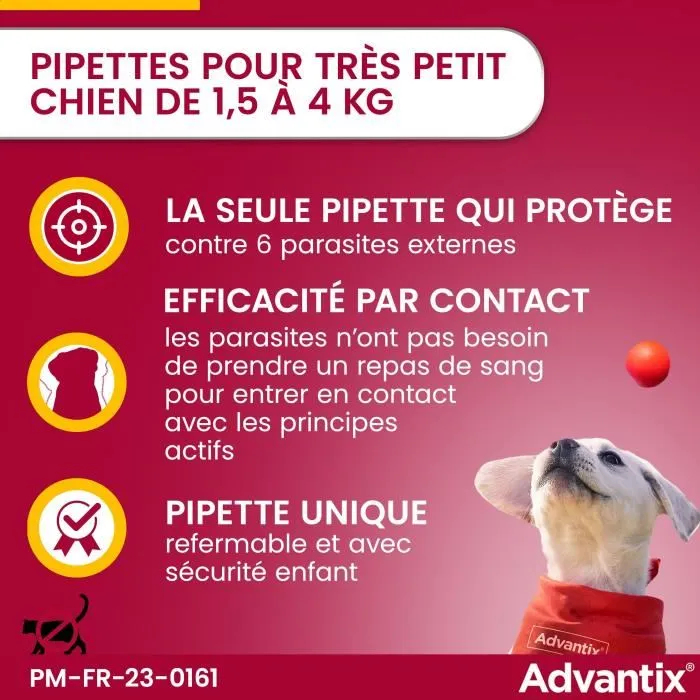 Advantix Pipetas Antiparasitarias 6 Pipetas para Perros Muy Pequeños de 1.5 a 4 kg 2