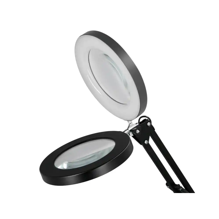 Q-connect Lampara Escritorio Hadar LED 8W 380lm Aluminio con Pinza Lupa Brazo Doble Color Negro 3