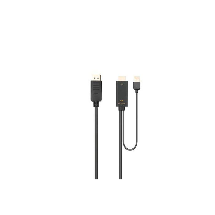 MicroConnect Cable Convertidor de HDMI a DisplayPort, 2m, Soporta 4K UHD, USB Tipo A para Potencia 1