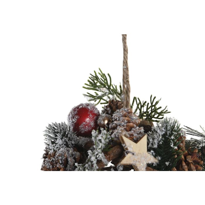 DKD Home Decor Bola Decoración Navidad Tradicional Rojo Natural Piñas 15 x 15 x 15 cm (2 Unidades) 1