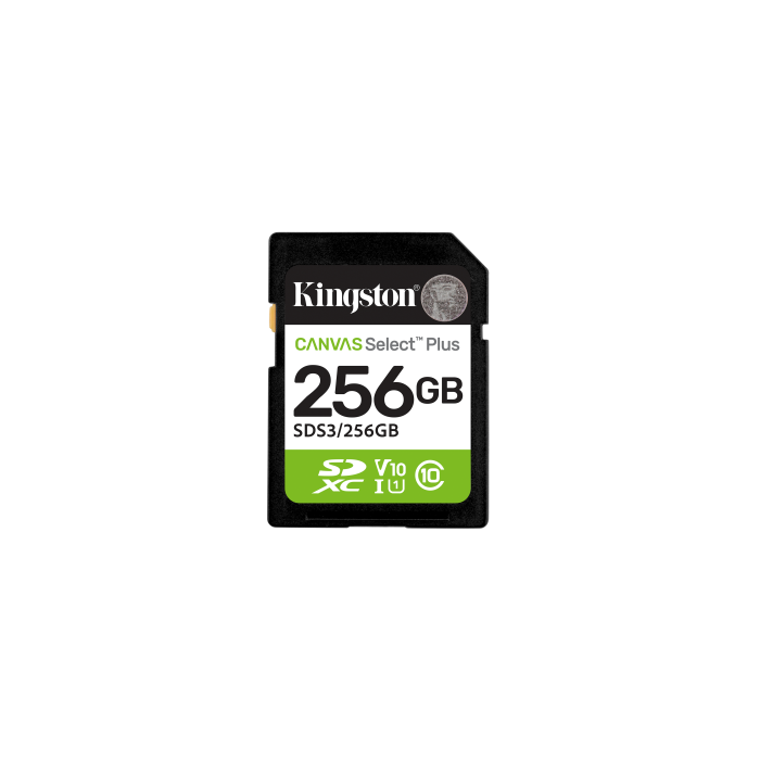 Kingston SDS3/256GB Tarjeta de Memoria CANVAS Select Plus 256GB SD XC Clase 10 UHS-I 150MB/s para cámaras y vídeo Full HD