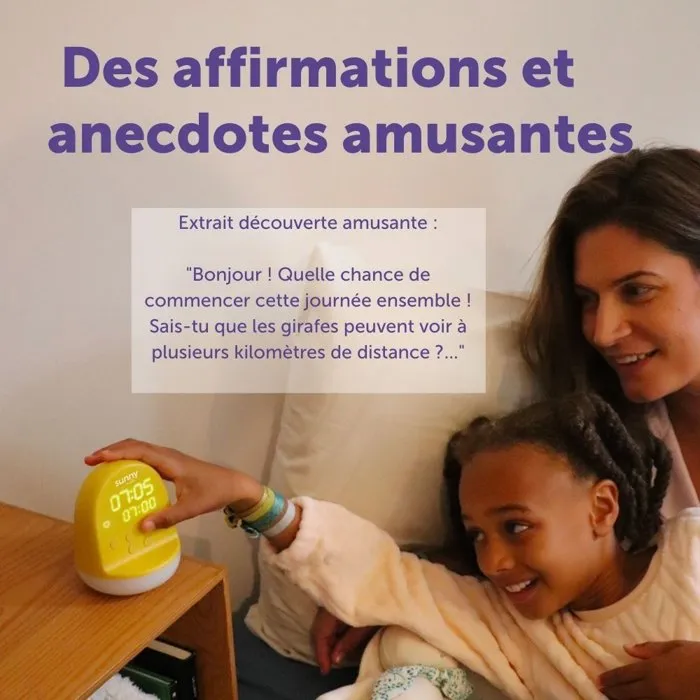 Morphée MOR3770040227022 Despertador Infantil Sunny con Luz Nocturna y 365 Descubrimientos de Audio, Amarillo