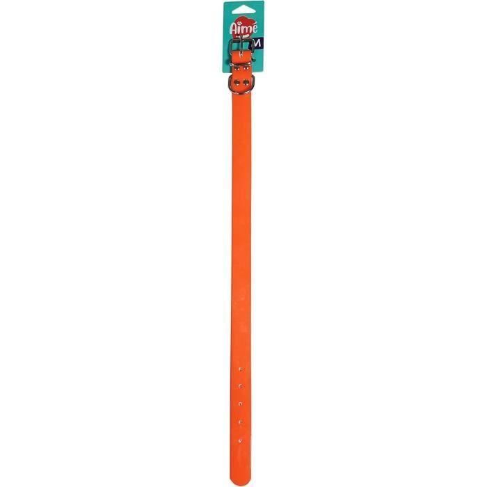 Aime Collar de Caza para Perros YAGO Naranja Flúor, PVC Ultra Resistente, Ajustable 52-57cm, 25mm Ancho
