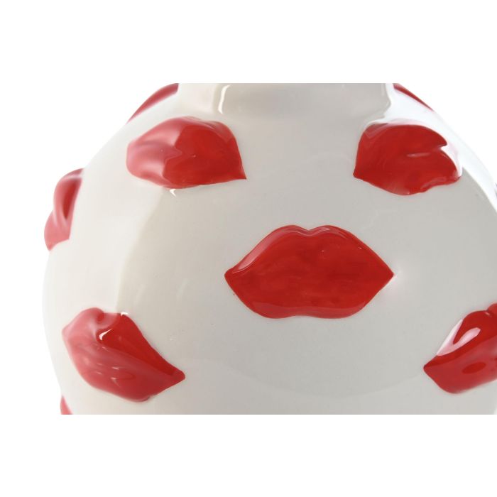 Jarron Urban DKD Home Decor Blanco Rojo 15 x 13 x 15 cm (4 Unidades) 1