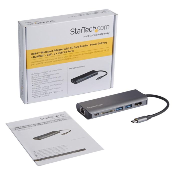 Hub USB Startech DKT30CSDHPD Negro Gris 60 W 6 Hub USB Startech DKT30CSDHPD Negro Gris 60 W 6