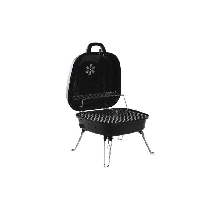 DKD Home Decor Barbacoa de Sobremesa Desmontable de Acero Negro Plateado 44.5x42x34 cm