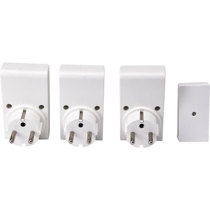 Kit 3 enchufes con mando a distancia + Mando a distancia - GAO - 230 V - Blanco 3 Kit 3 enchufes con mando a distancia + Mando a distancia - GAO - 230 V - Blanco 3