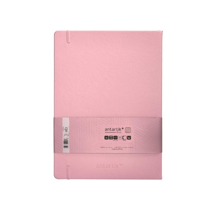 Cuaderno Con Gomilla Antartik Notes Tapa Dura A4 Hojas Cuadricula Rosa Pastel 100 Hojas 80 gr Fsc 2