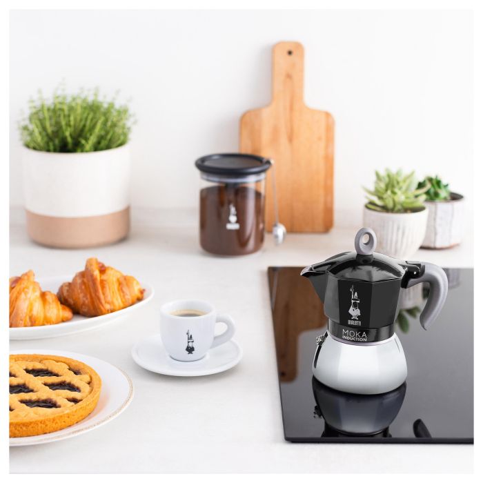 Bialetti MOKA 2TZ Induction Cafetera Italiana Negra para 2 Tazas Aluminio Inducción