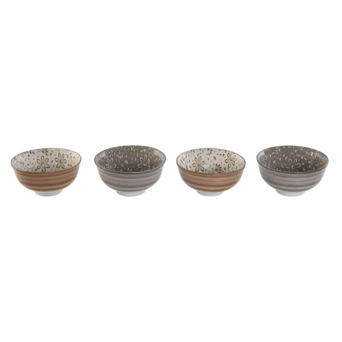 Bol Shabby DKD Home Decor Beige Marron 11.5 x 6 x 11.5 cm Set de 4