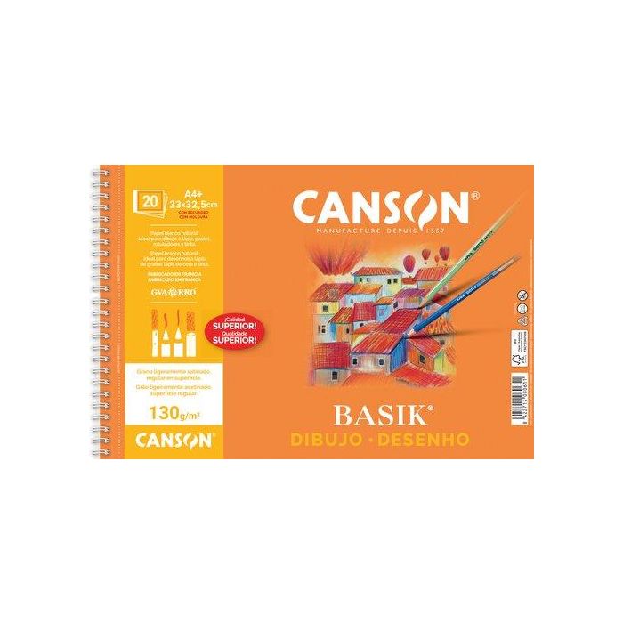 Bloc De Dibujo Guarro-Canson Basik Con Espiral Liso Con Recuadro A4+ 130G 20H (Set de 10) Bloc De Dibujo Guarro-Canson Basik Con Espiral Liso Con Recuadro A4+ 130G 20H (Set de 10)