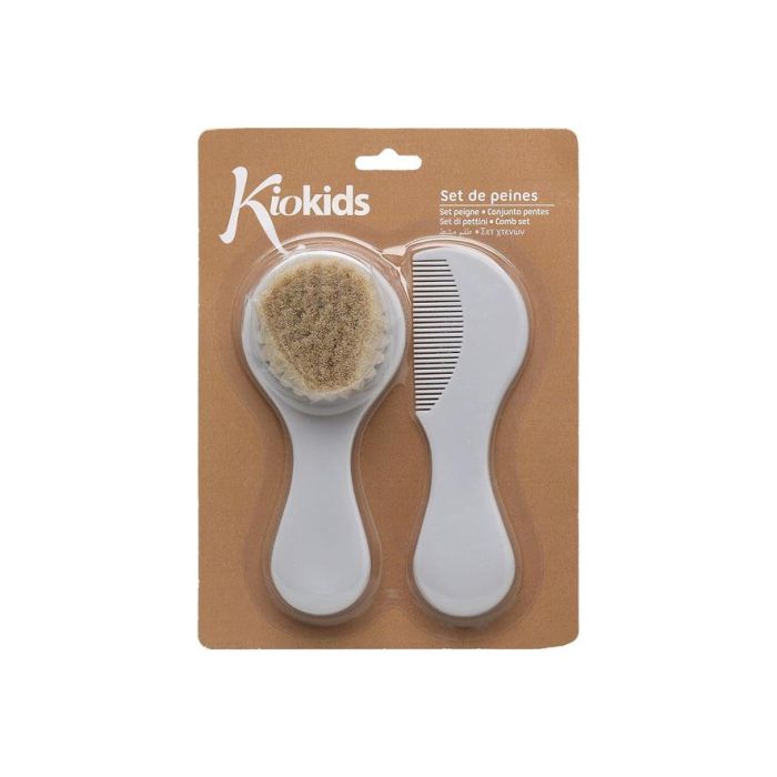 KioKids Set Peine y Cepillo Cerdas Naturales Gris para Bebé +0 Meses Colección Petits Moments 4