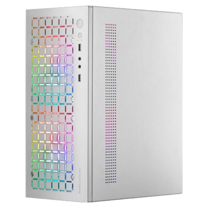 Mars Gaming Caja Gaming Minitorre MC-CORE Blanca con Iluminación RGB y Diseño Frontal Mesh 1