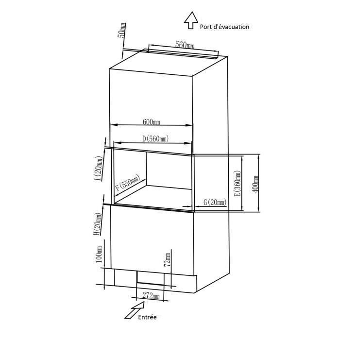 Microondas empotrable - CONTINENTAL EDISON - CEMO20EBM - Negro - 1200 W - L59,5 x H33,7 x D38,5 cm - 21 L 5