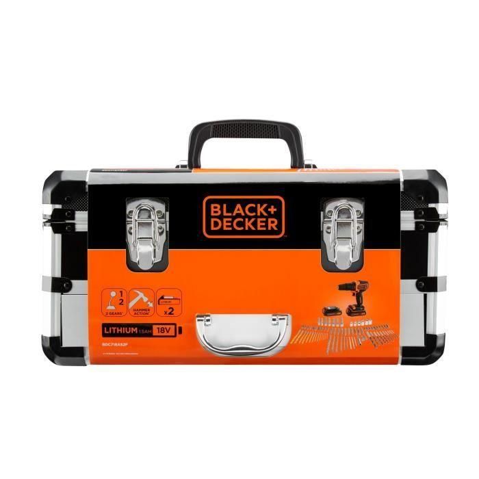 Black + Decker Taladro percusión a batería 2x18V Iones de Litio con 80 accesorios y estuche 5 Black + Decker Taladro percusión a batería 2x18V Iones de Litio con 80 accesorios y estuche 5