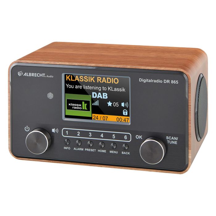 Albrecht DR 865 Radio Digital Portátil Seniorenradio con DAB+ y FM, Pantalla TFT de 4", Batería, 14W, Altavoces Dobles, Incluye Mando a Distancia
