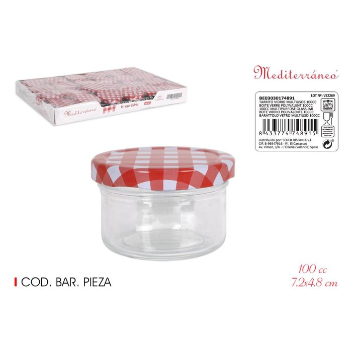 Tarrito de vidrio multiusos 100 cc - Mediterraneo (72 Unidades) Tarrito de vidrio multiusos 100 cc - Mediterraneo (72 Unidades)