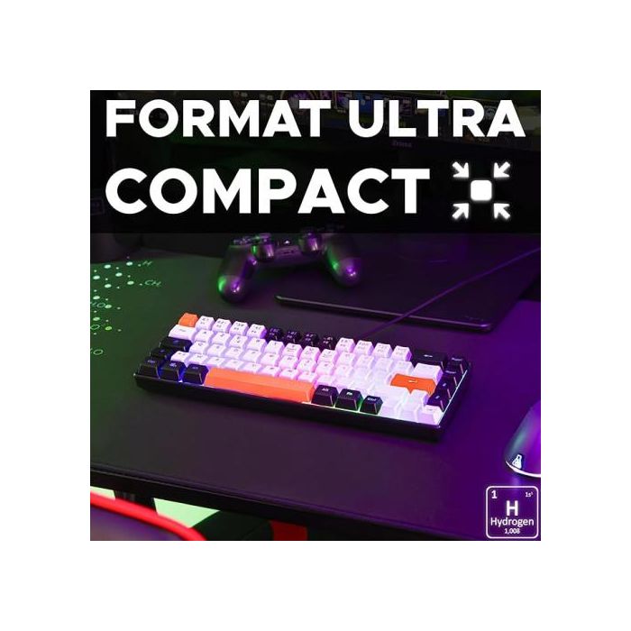 THE G-LAB KEYZ HYDROGEN Teclado Semimecánico 60% Retroiluminado Multicolor para Juegos - KEYZ-HYDROGEN/SP 1