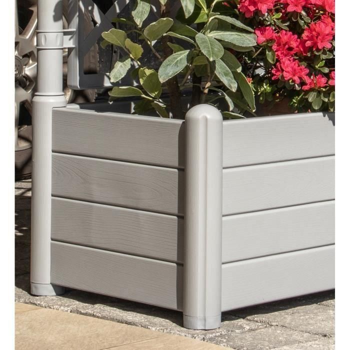 Stefanplast Jardinera Maceta Italia Rectangular con Rejilla para Flores y Plantas. Color Gris Piedra. Medidas 100x43x142 cm. 3