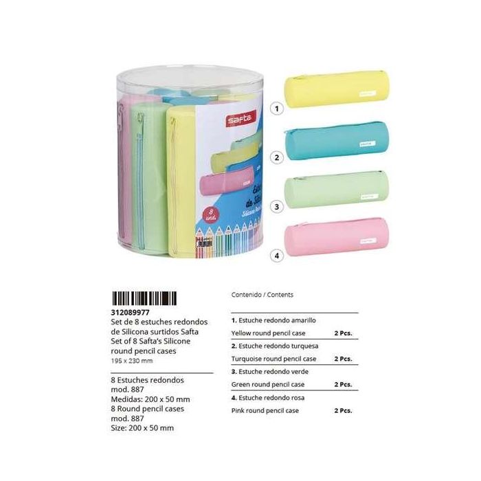 Safta Set de 8 Portatodos Redondos de Silicona Surtidos, Incluye Expositor de Silicona de 295x325x1665 mm 1