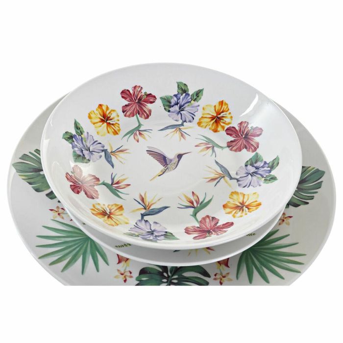 Vajilla Tropical DKD Home Decor Multicolor Blanco 27 x 2.5 x 27 cm Set de 18 1 Vajilla Tropical DKD Home Decor Multicolor Blanco 27 x 2.5 x 27 cm Set de 18 1
