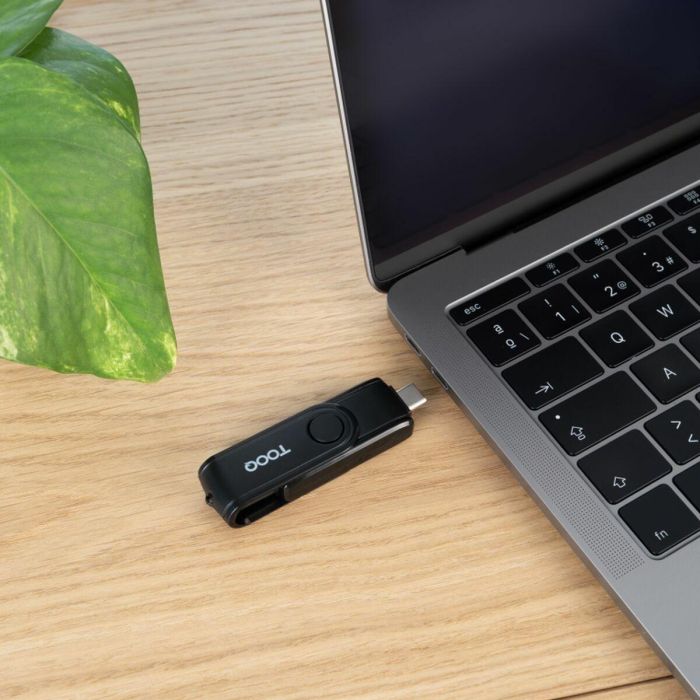 TooQ TQR-3003B Lector de tarjetas doble ranura SD/TF USB-C 2.0 y USB-A 3.0 hasta 5 Gbps Plug & Play Negro 2