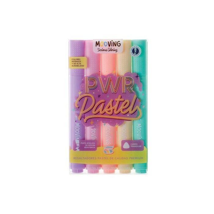 Marcador Fluor Mooving Pastel Estuche De 5 Marcador Fluor Mooving Pastel Estuche De 5