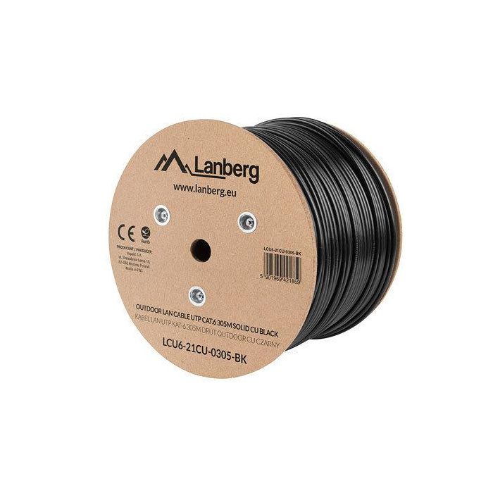 Lanberg Bobina Cable de Red Exterior Cat.6 UTP RJ45 305m Negro