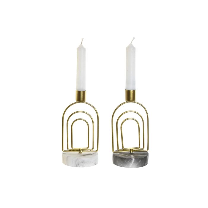 DKD Home Decor Candelabro Moderno Dorado Blanco Metal Cemento 8 x 16 x 8 cm (12 Unidades) 2