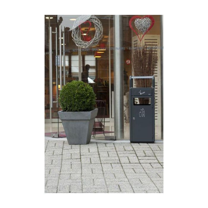 PROBBAX - AT-1271-DGRY - Cenicero de suelo para exterior con papelera - 33 x 28 x 89,5 cm - Cenicero 2,3L y papelera 20L - Gris oscuro 3