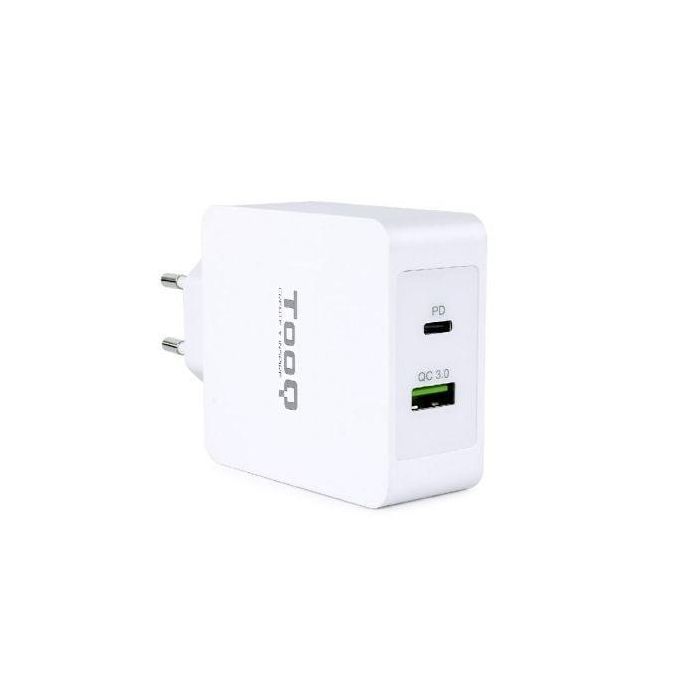 TooQ TQWC-2SC03WT Cargador de Pared 48W con Doble Puerto USB-C Power Delivery y USB-A Quick Charge 3.0 Blanco 0 TooQ TQWC-2SC03WT Cargador de Pared 48W con Doble Puerto USB-C Power Delivery y USB-A Quick Charge 3.0 Blanco 0
