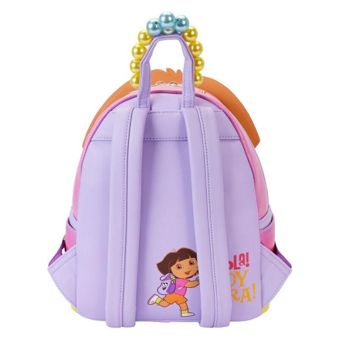 Loungefly Mochila Dora la Exploradora Mini Hecha de Piel Vegana Brillante con Tirantes Ajustables y Detalles Bordados 3 Loungefly Mochila Dora la Exploradora Mini Hecha de Piel Vegana Brillante con Tirantes Ajustables y Detalles Bordados 3