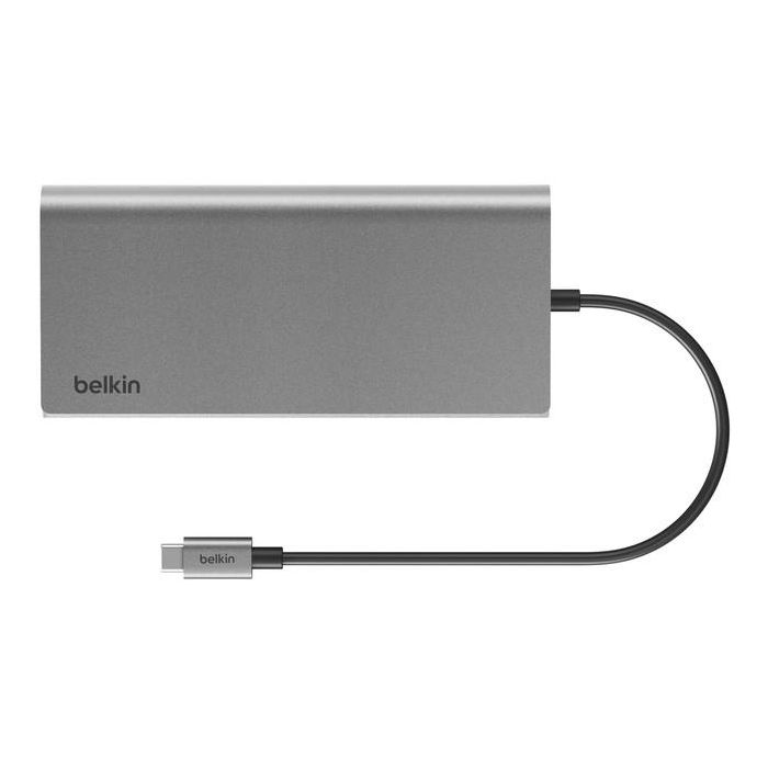 Belkin INC015BTSGY-CZ Hub USB-C 8-en-1 con Power Delivery 100W, HDMI 4K y Ethernet Gigabit, Aluminio 1