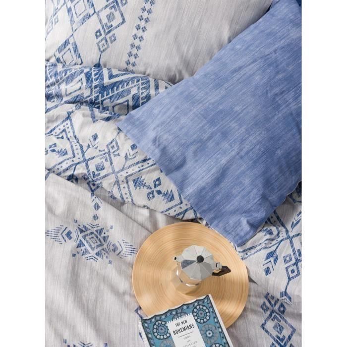 Juego de cama - 1 funda nórdica 220x240 cm + 2 fundas de almohada 60x60 cm - 100% algodón - Azul 1 Juego de cama - 1 funda nórdica 220x240 cm + 2 fundas de almohada 60x60 cm - 100% algodón - Azul 1