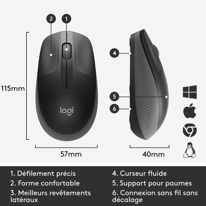 Ratón Inalámbrico Logitech M190/ Hasta 1000 DPI/ Gris Marengo 4