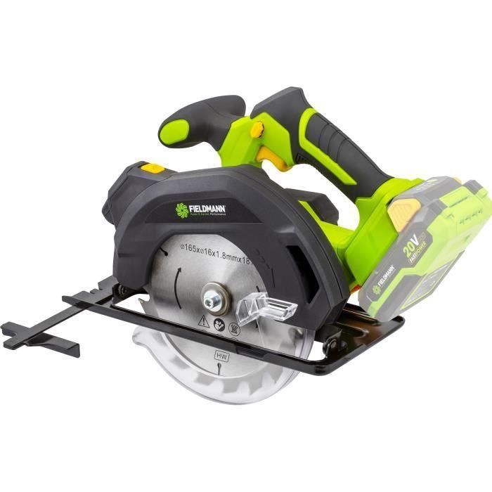 Sierra circular inalámbrica - FIELDMANN - 20V - 165 mm - Guía láser - Batería y cargador no incluidos