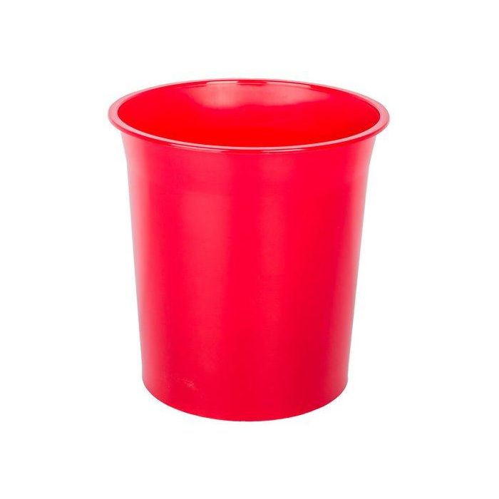 Papelera Plastico Cerrada 16 Litros Traslucido Roja