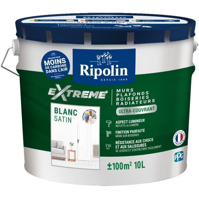 Pintura monocapa para paredes y techos blanco satinado 10L Ripolin