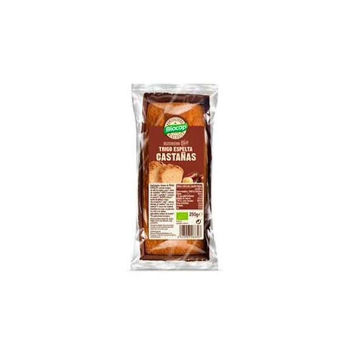 BIOCOP Bizcocho de Castañas y Trigo Espelta Bio 250g - Artesanal, sin Aceite de Palma, Huevos Corral