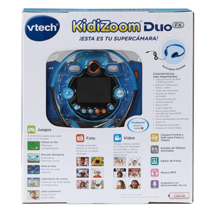 V-Tech Cámara Infantil Kidizoom Duo Fx Azul 80-519922 para Niños con Fotos, Vídeos y Juegos 4