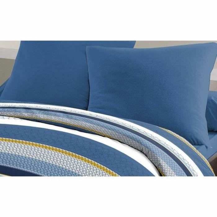 HOME PASSION Juego nórdico de microfibra STANIS - 1 funda nórdica 240 x 260 cm + 2 fundas de almohada 63 x 63 cm - Azul 1