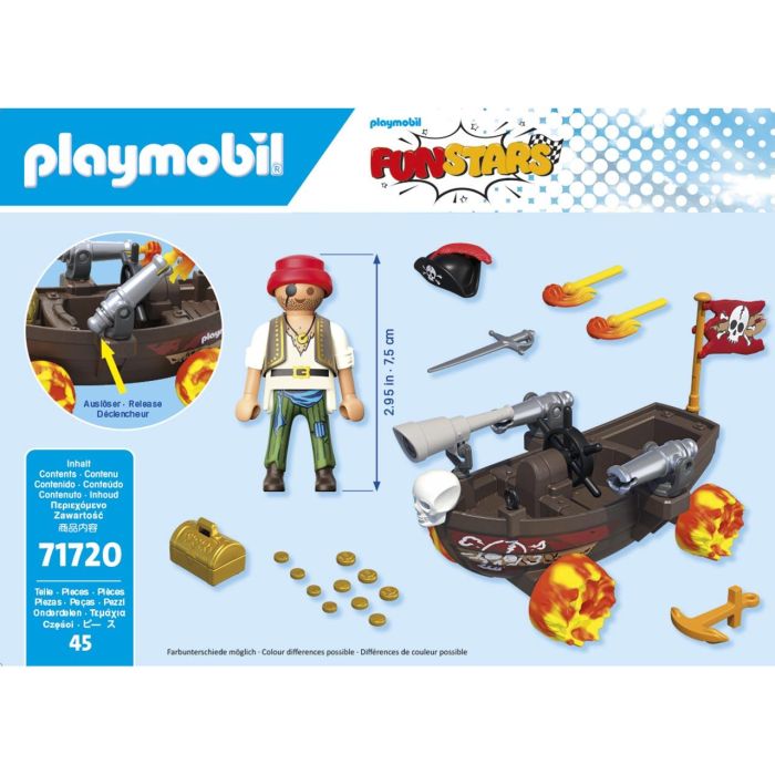 Playmobil 71720 Racing Barco Pirata FunStars con Capitán y Tesoro, Juguete Infantil +4 Años 1
