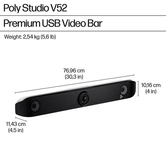 HP Studio V52 Barra de Video USB Premium para Reuniones con Calidad de Imagen y Audio Avanzados