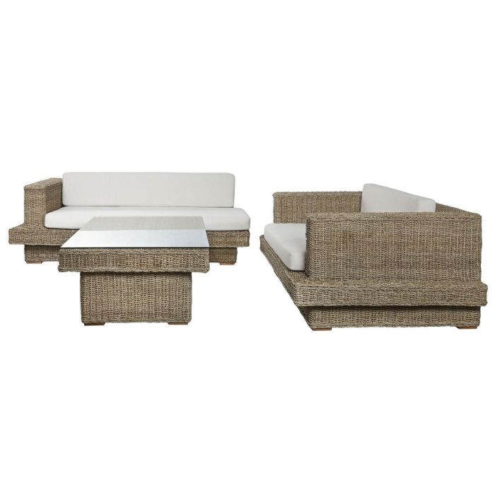 DKD Home Decor Indo 1c25 Sofá de Jardín/Salón Natural Fibra y Teca, Set 3 Piezas con Cojines, 192 cm Ancho DKD Home Decor Indo 1c25 Sofá de Jardín/Salón Natural Fibra y Teca, Set 3 Piezas con Cojines, 192 cm Ancho