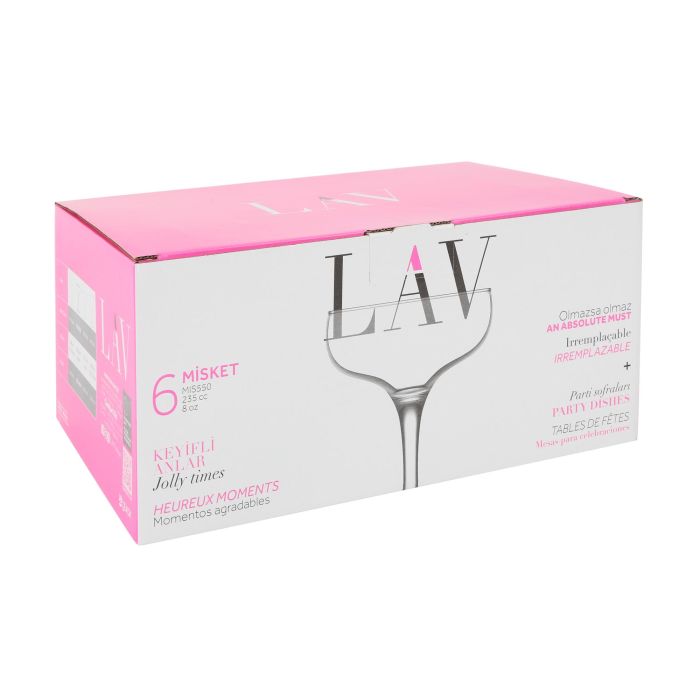 Lav Set 6 Copas de Champagne Misket 235 cc (4 Cajas)