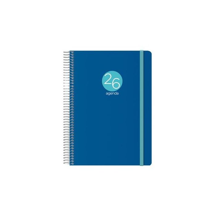 Agenda Anual (2026) Dohe Memphis Espiral Tapa Pp Con Goma 150X210 D/P Azul