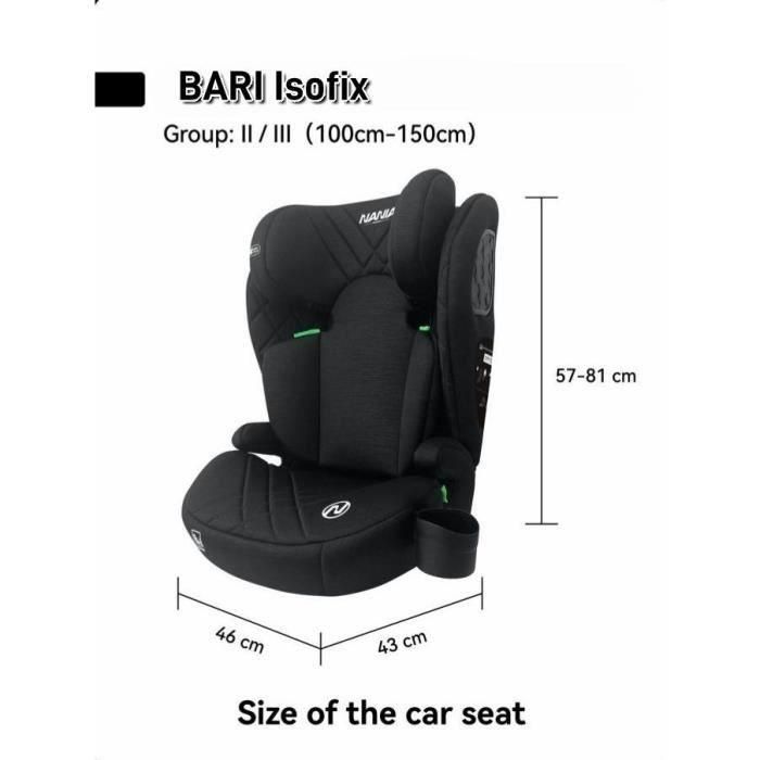 Silla de coche Isofix - NANIA - BARI - Grupo 2/3 - Talla I - Negra 5 Silla de coche Isofix - NANIA - BARI - Grupo 2/3 - Talla I - Negra 5